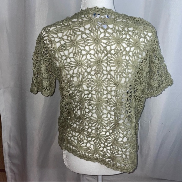 BFA Vintage Tank Top Lattice Crochet Cardigan Set Sleeveless Sweater Tank Top - Picture 4 of 12